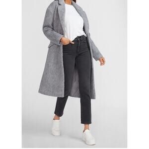 Express Gray Wool Blend Long Coat Medium Minimalist Car Coat Winter